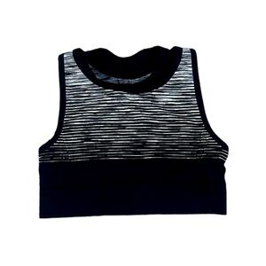 black and white striped sports bra